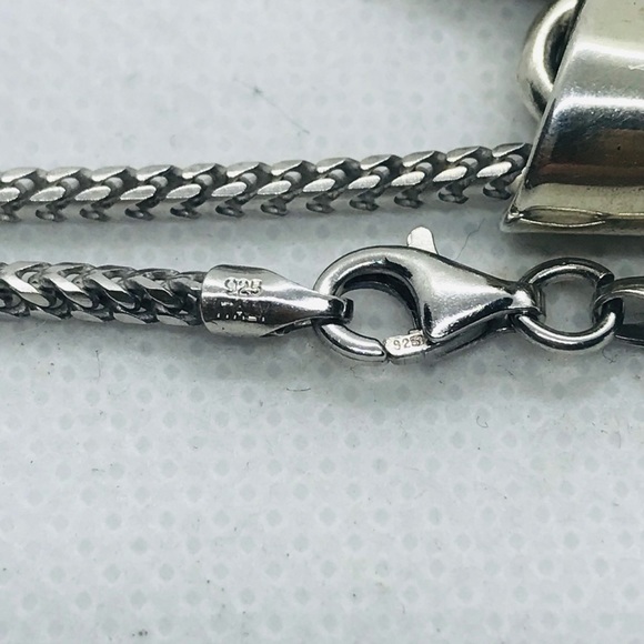 Sterling Silver Oxidized Round Flower Motif Pendant & 32” Long Wheat Chain - Picture 5 of 5